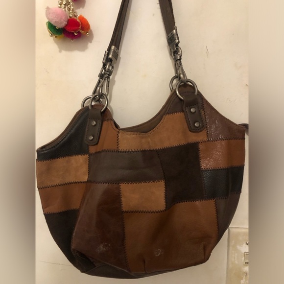 Handbags - The Sak Classic Patchwork Leather and Suede shoulder Bag - Brown